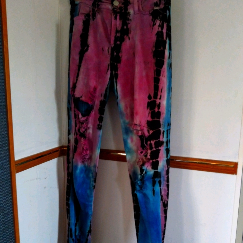Tie dye jeans distressed